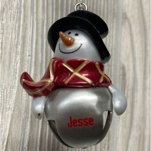 JESSE Personalized Jingle Bell Snowman Christmas Ornament NWT